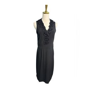 Aa Studio Black Ruffled Detail Sleeveless Midi Dress Size 8